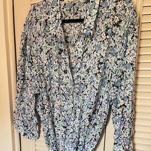 Middle-length Plus Size Floral Shirtdress